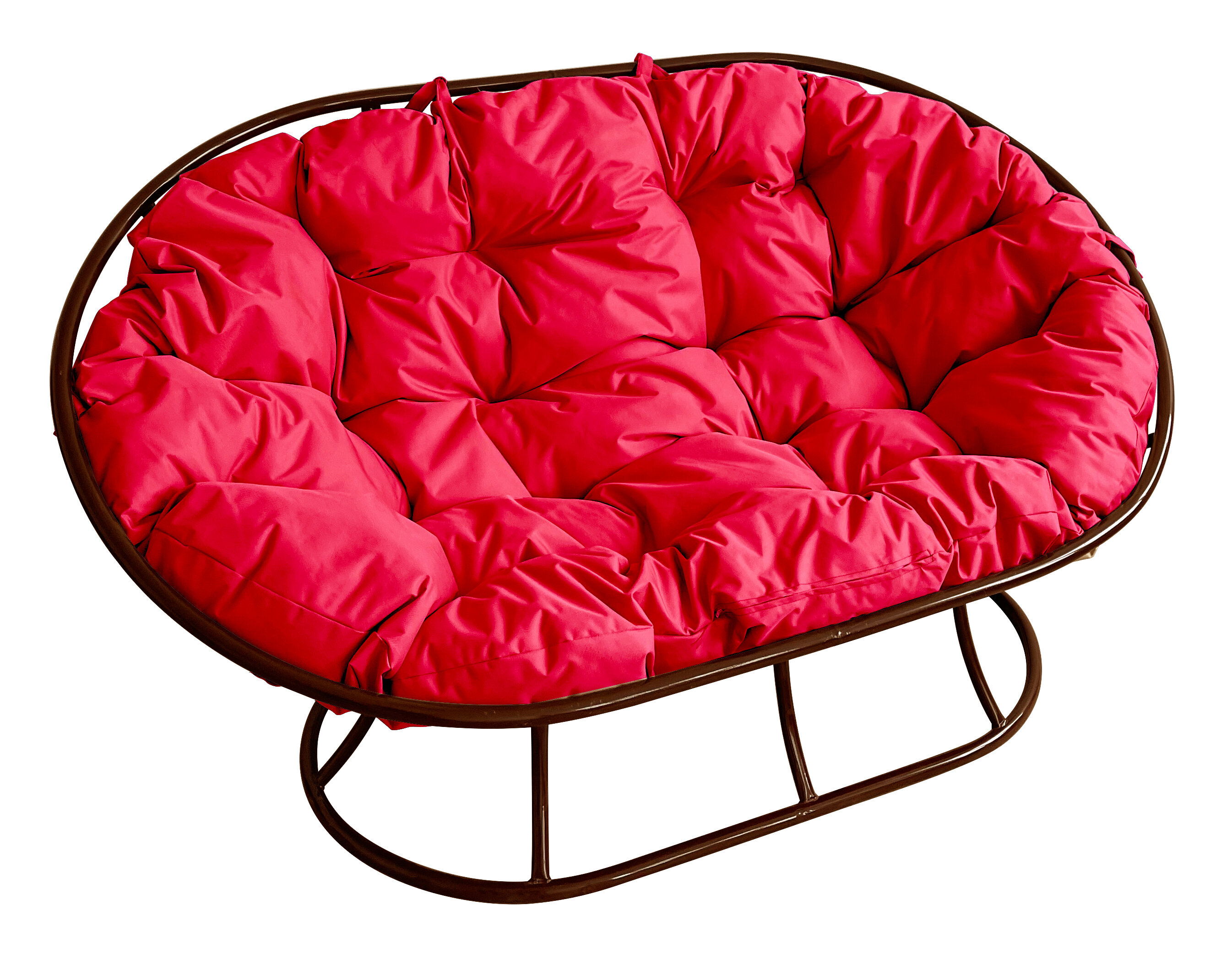 Диван мамасан коричневый, красная подушка