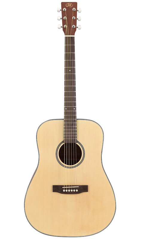 SX SD304 Гитара акустическая, верхняя дека ель, нижняя дека и обечайка: сапеле