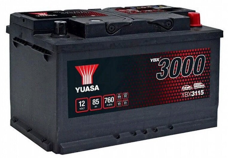 Аккумулятор автомобильный Yuasa YBX3115 85 А/ч 760 А обр. пол. Евро авто (317х175х190)