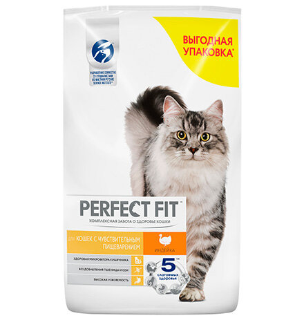 Perfect Fit Sensitive / Сухой корм Перфект Фит для чувствительных кошек Индейка 10 кг