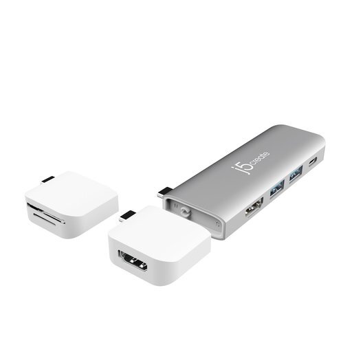 Модульная док-станция j5create ULTRADRIVE Kit USB-C с поддержкой двух дисплеев. Порты модульной док-станции: USB-C PD 3.0, USB-C 3.1, HDMI, USB-A 3.1 x 2. Порты первого модуля:SD, microSD. Порт второго модуля: 4K HDMI. Комплектация: модульная док-станция,