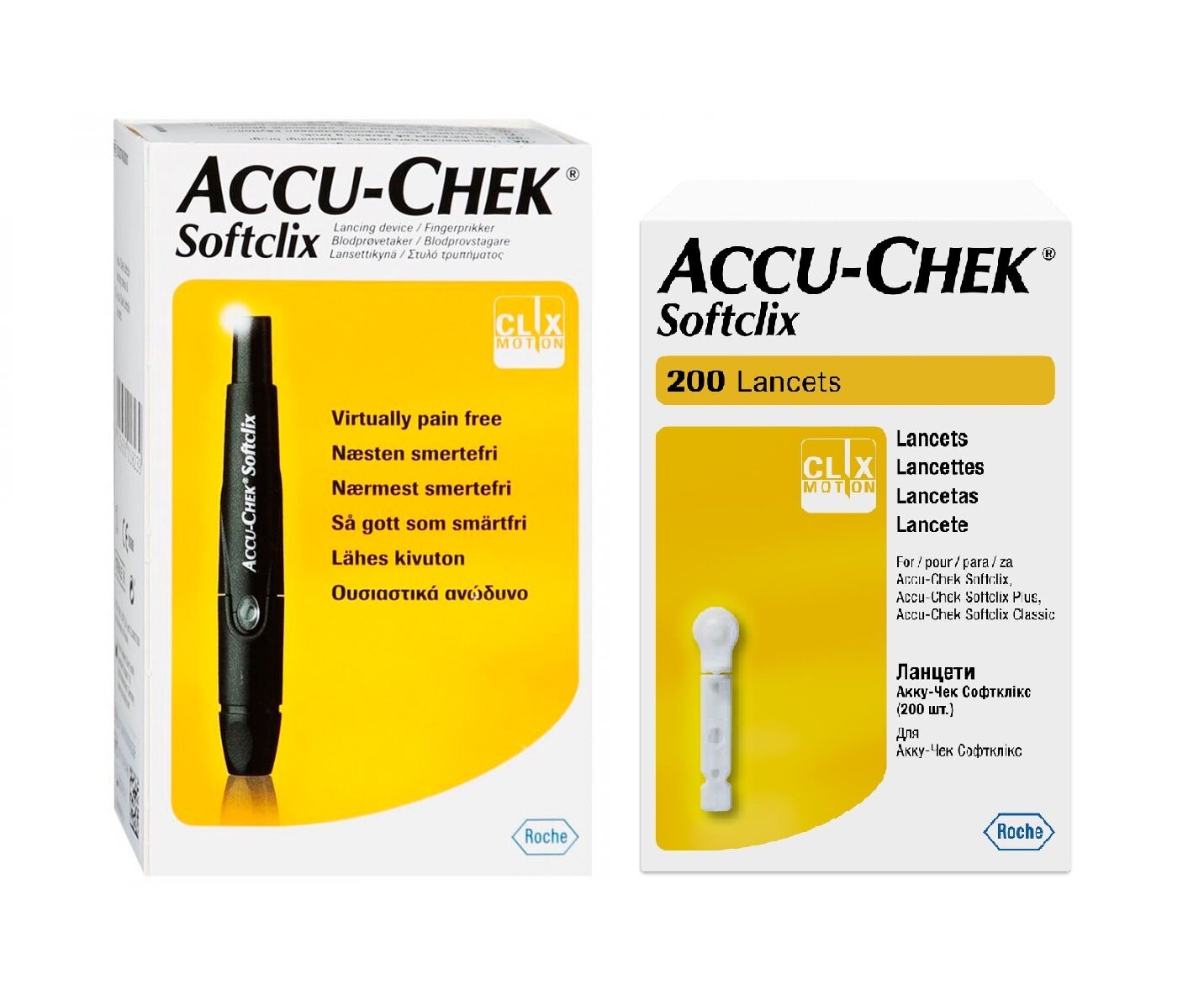 Устройство для прокалывания "Акку-чек Софткликс" (Accu-Chek Softclix) с 25 ланцетами + Ланцеты "Accu-Chek Softclix", 200 шт