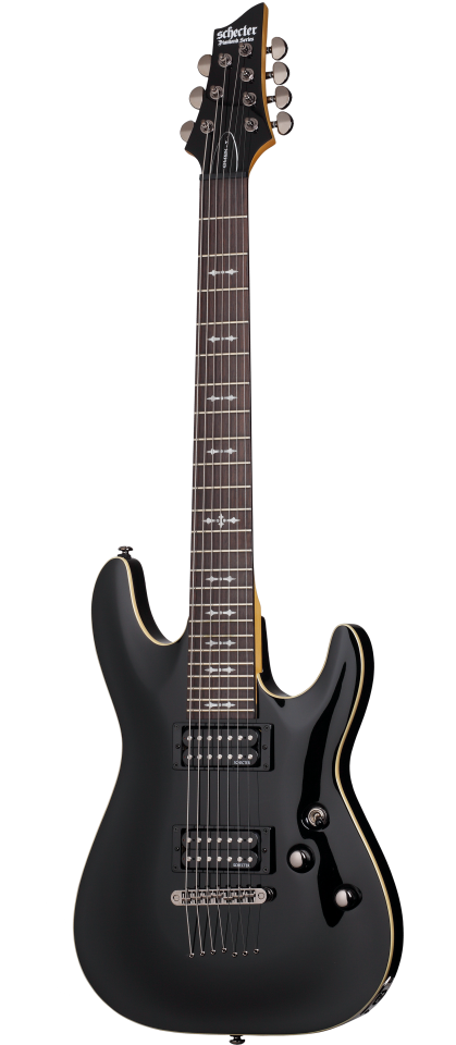 Schecter Omen-7 BLK гитара электрическая, 7 струн, цвет черный глянцевый