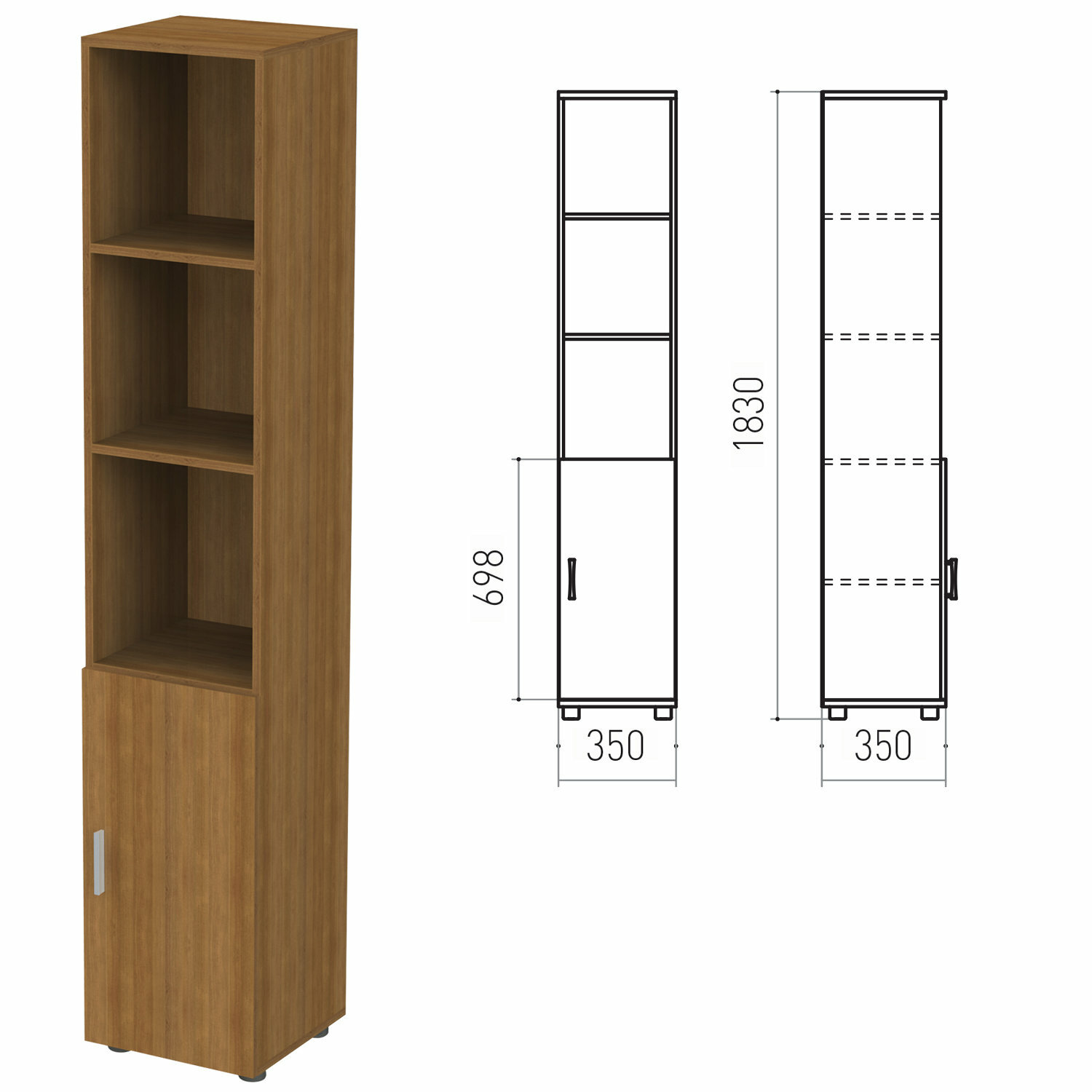 Шкаф полузакрытый «Канц», 350×350×1830 мм, цвет орех пирамидальный (комплект)