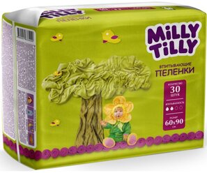 Пеленки одноразовые впитывающие MILLY TILLY Normal 60x90, 30 шт