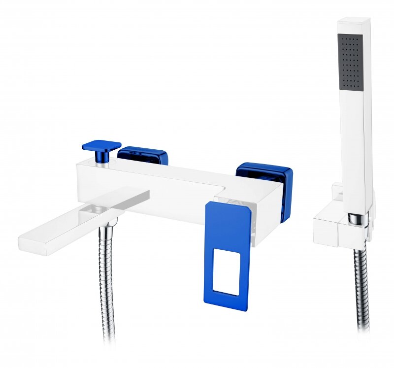 Смеситель для ванны Boheme Q 143-CRUV с душем, хром/ультрамарин