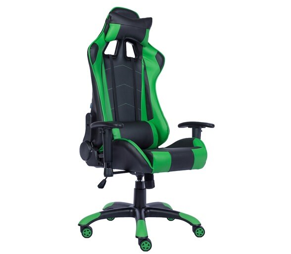 Игровое компьютерное кресло Everprof Lotus S9 эргономичное геймерское, черно-зеленое / съемный подголовник, поясничная поддержка, регулировка высоты газлифт / экокожа, крестовина сталь