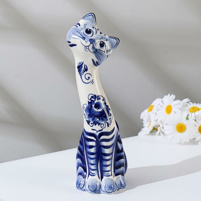 фото Сувенир "Кошка Кегля", 21,5 см, гжель