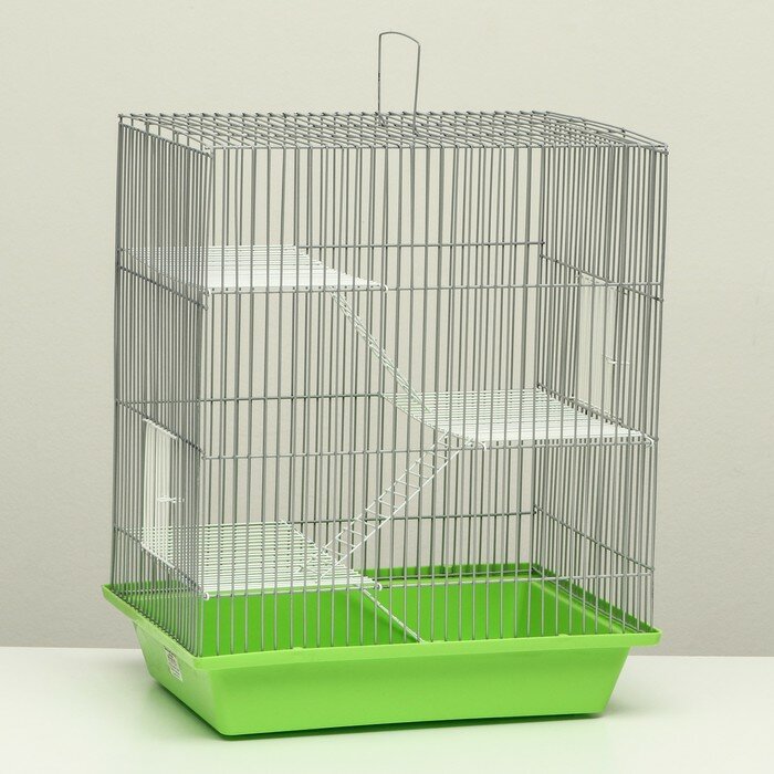 Клетка для грызунов с металлическими полками и лесенками, 41 х 30 х 50 см, зеленый - фотография № 1