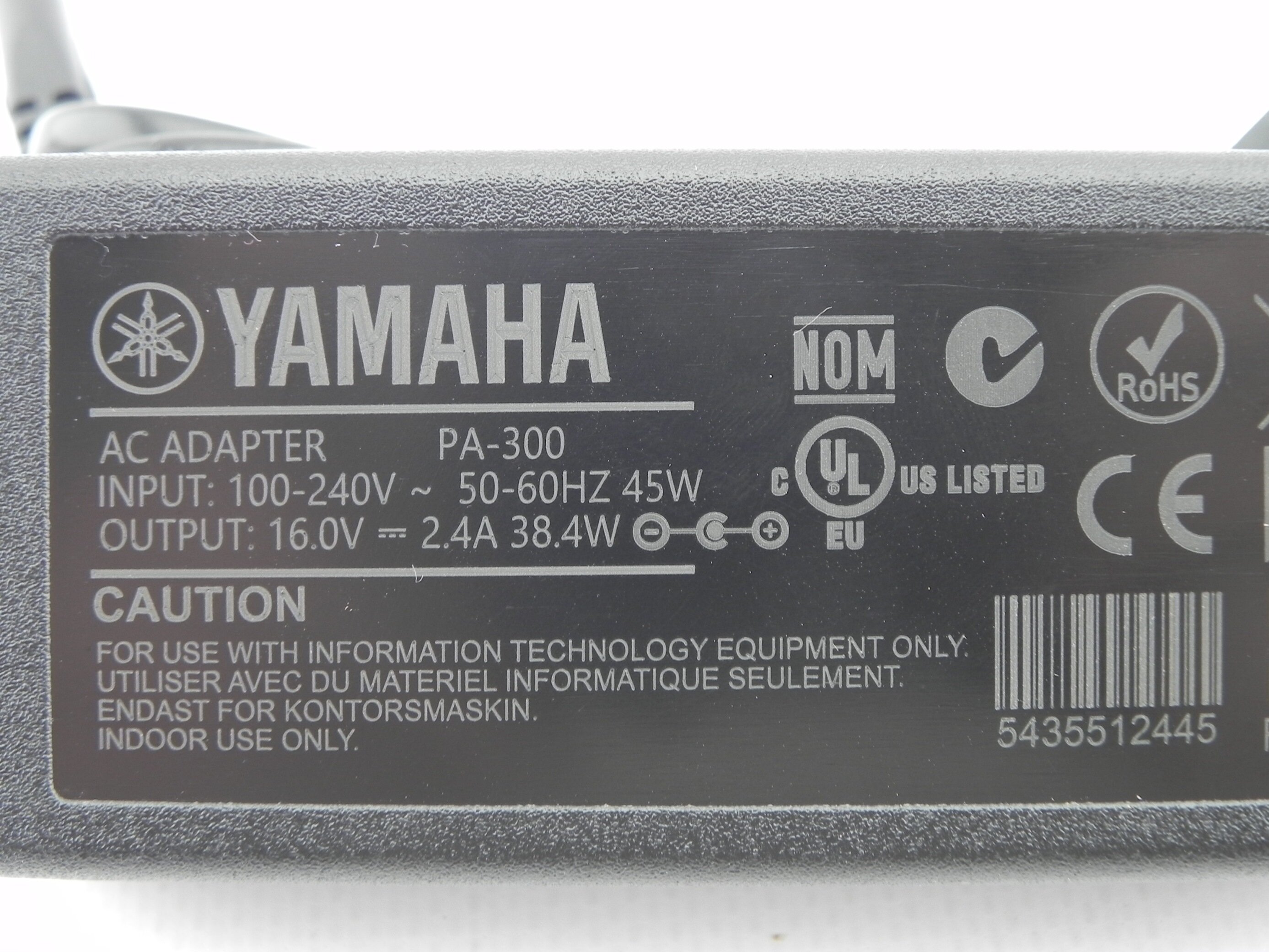 Блок питания 16V 2.4A 38W 6.3*3.0 прямой для YAMAHA (2PIN) PA-300