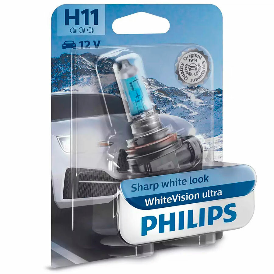 Лампа автомобильная PHILIPS White Vision Ultra H11 B1 PHILIPS-12362WVUB1