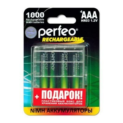 Аккумулятор Perfeo AAA 1000mAh Ni-Mh preCharged BL4 + Box , 4шт.