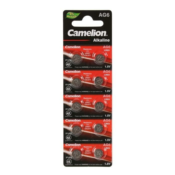 Дисковый элемент питания Camelion AG6/LR921 Plus Alkaline 1.5V BL10 , 10шт.