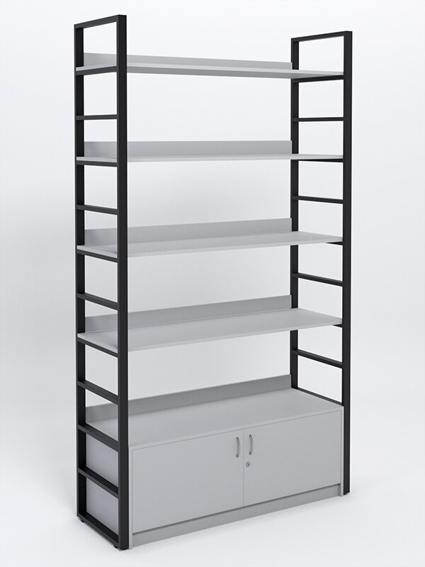 фото Модуль 1200мм стеллажной системы "Стронг" в стиле лофт, Серый 128 x 45 x 230 см