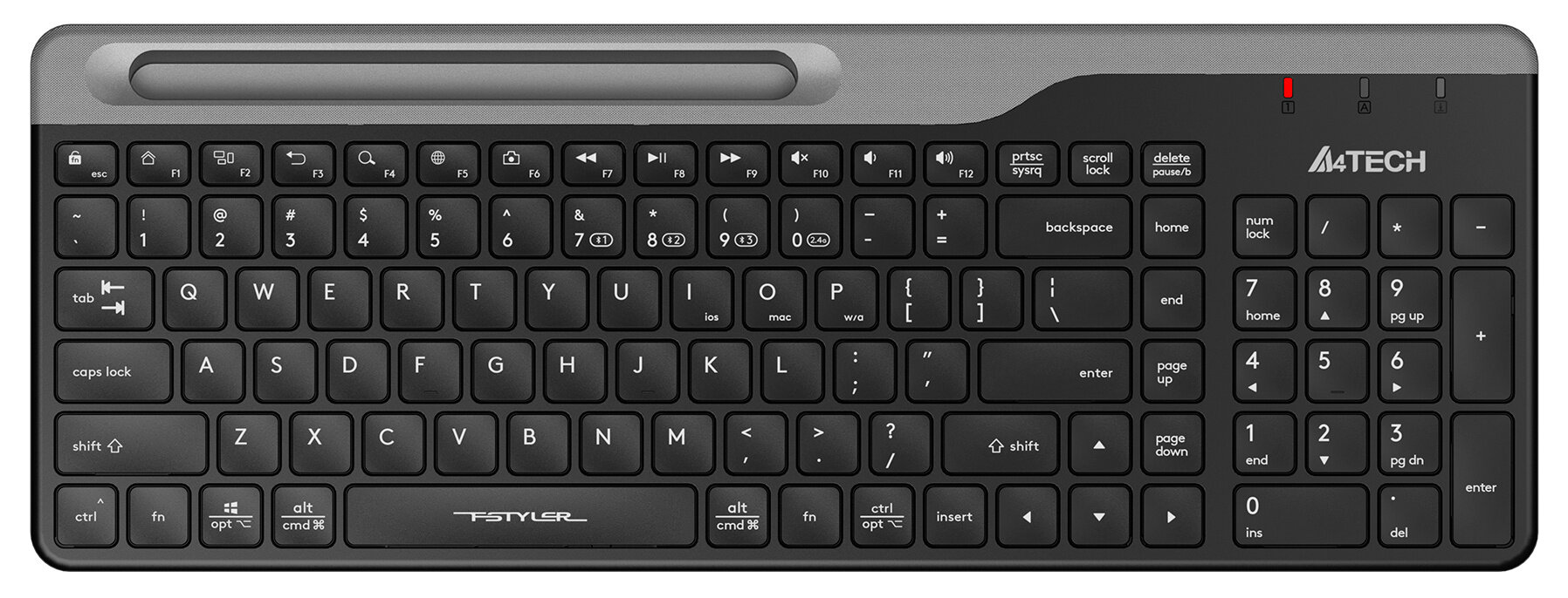 Клавиатура A4Tech Fstyler FBK25 черныйсерый USB беспроводная BTRadio slim Multimedia