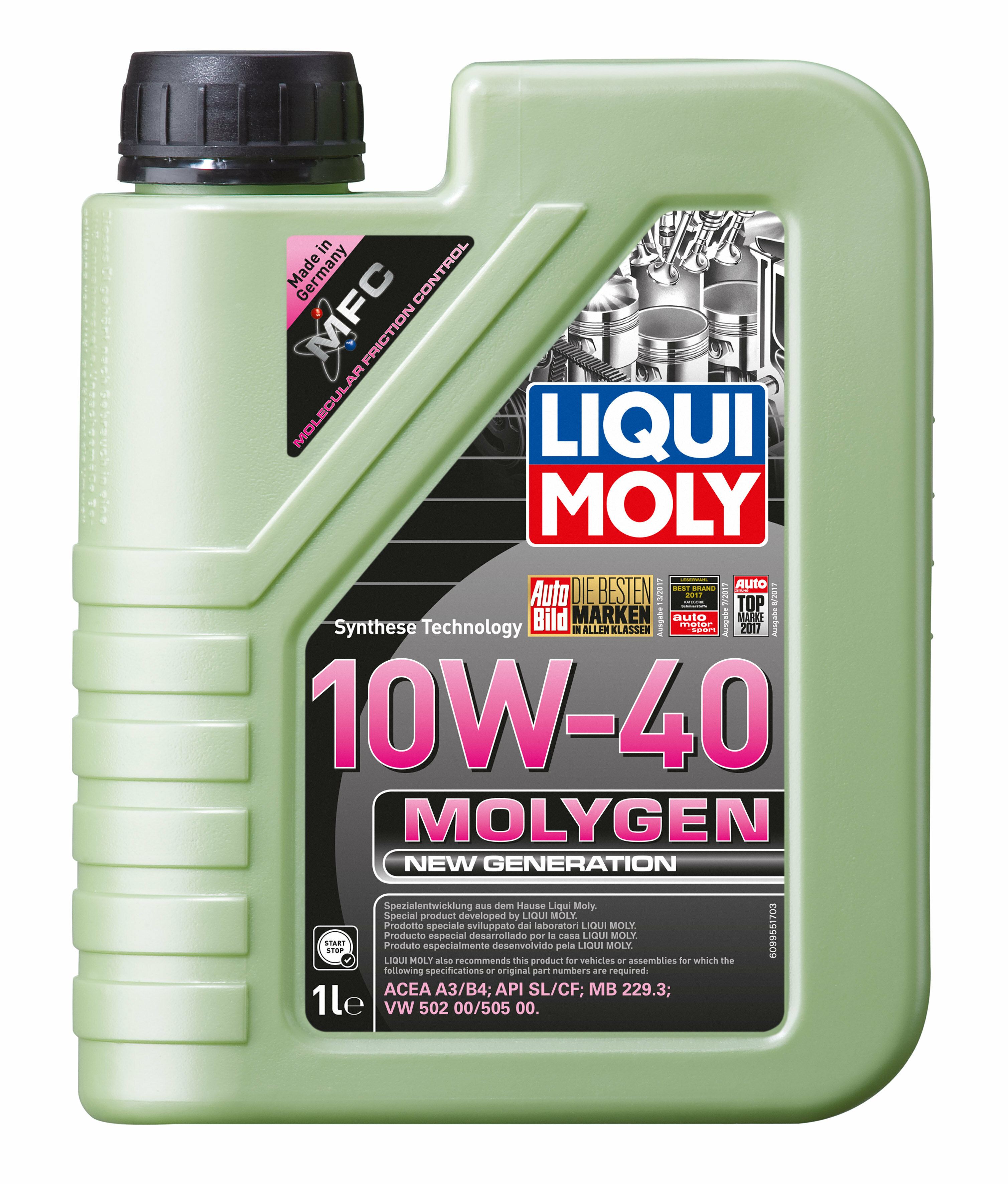 НС-синтетическое моторное масло LIQUI MOLY Molygen New Generation 10W40 1л (9059)