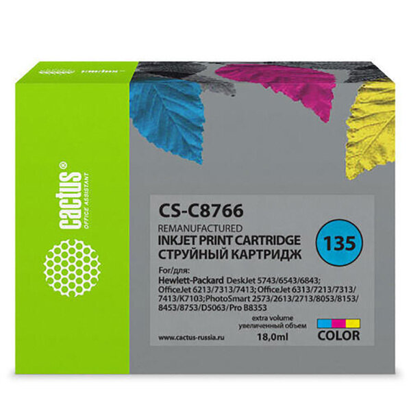 Картридж струйный Cactus CS-C8766 многоцветный для №135 HP DJ5743/6543/6843, OfficeJet 6213/7313/741