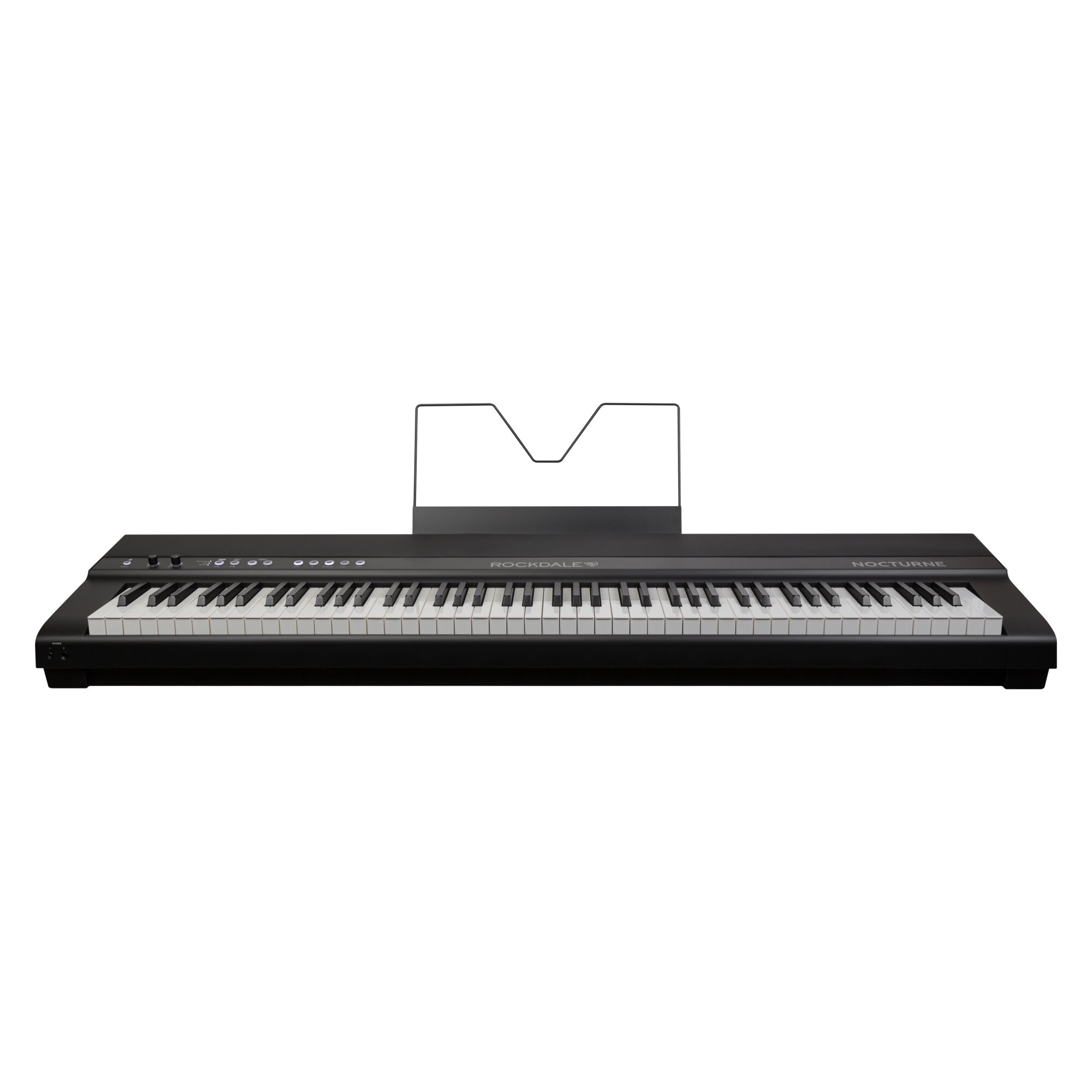 Rockdale Nocturne - Компактное цифровое фортепиано, 88 клавиш, градуированная клавиатура, 192 голоса полифония, 25 тембров, 50 барабанных паттернов