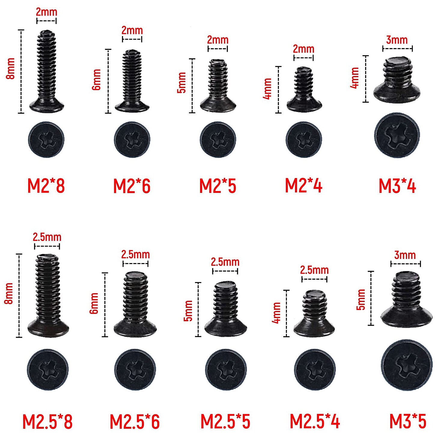 Винты для ремонта электроники M2 M2.5 M3 (100 штук)