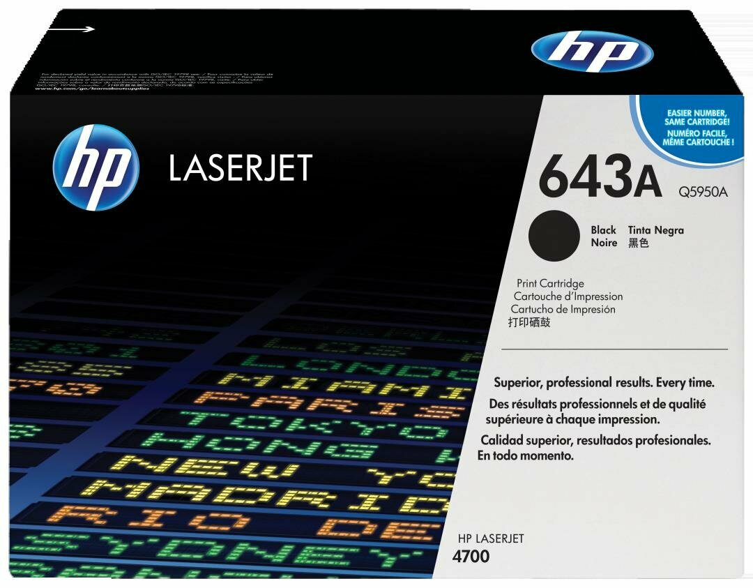 Картридж для печати HP Картридж HP 643A Q5950A вид печати лазерный, цвет Черный, емкость