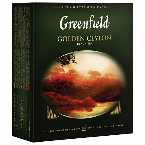 Чай GREENFIELD (Гринфилд) "Golden Ceylon", комплект 5 шт., черный, 100 пакетиков в конвертах по 2 г, 0581 купить на Агронома.ру - фотография № 1