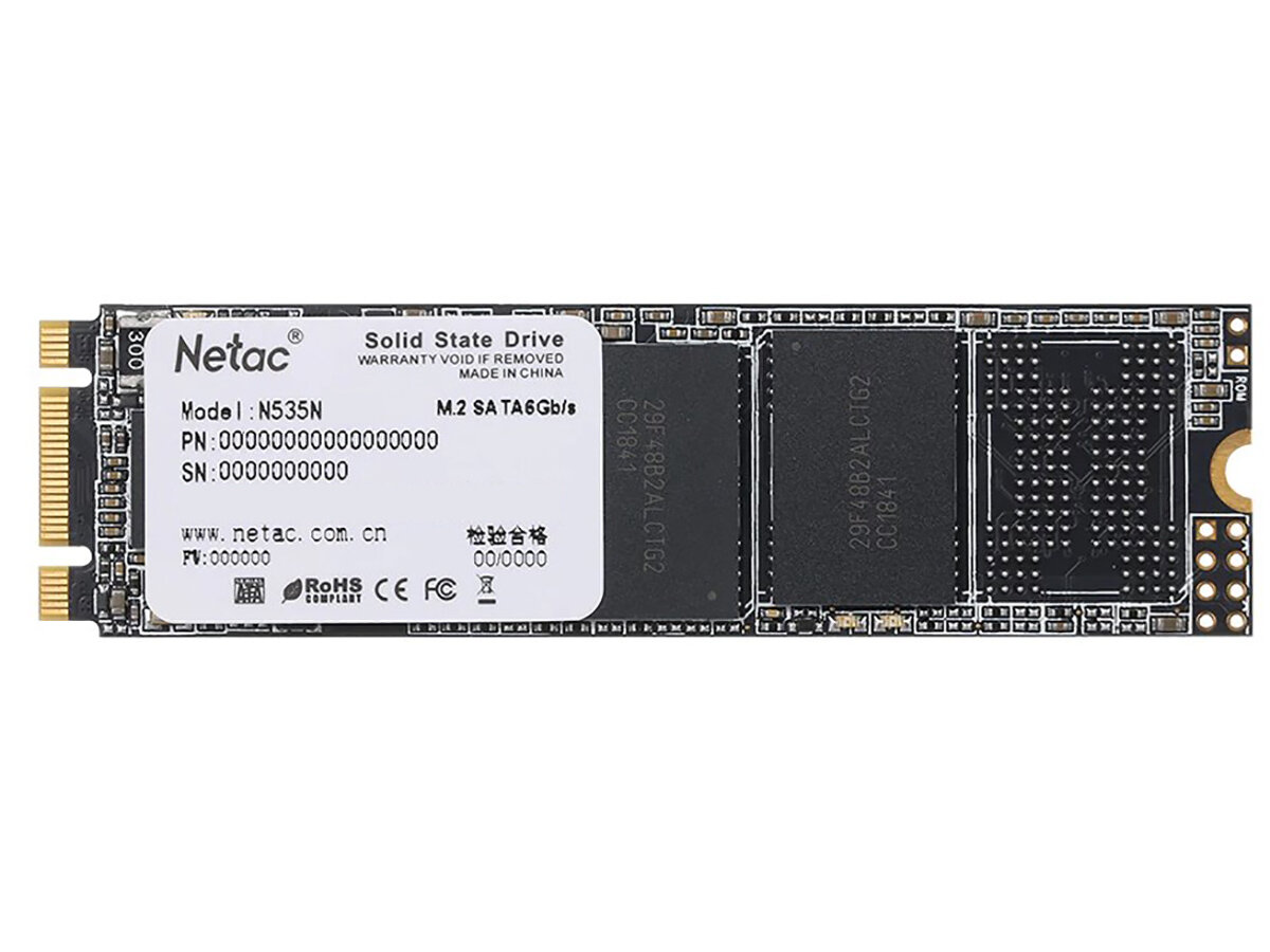 Внутренний SSD-накопитель Netac N535N 2TB M2 2280, SATA-III, 3D TLC, Черный NT01N535N-002T-N8X