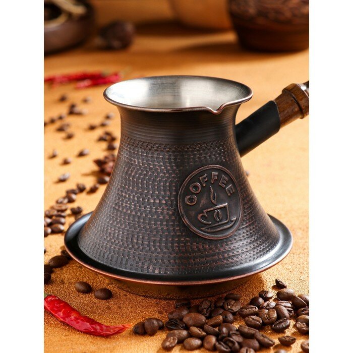 TAS-PROM Турка для кофе "Армянская джезва", для индукционных плит, медная, 600 мл - фотография № 3