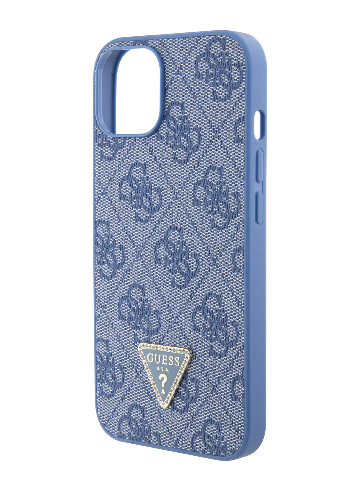 фото Guess для iPhone 13 чехол Crossbody PU 4G Triangle Diamond logo Hard + Universal Strap Blue