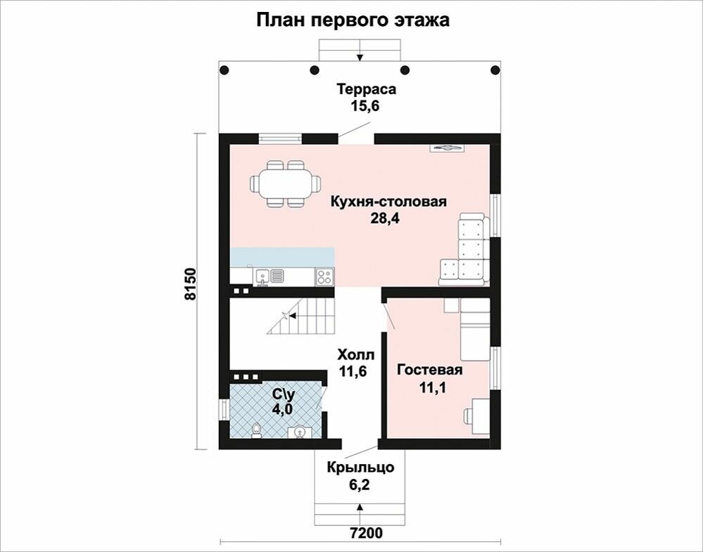 (114м2, 9х7м) Готовый проект двухэтажного дома из газобетона с чердаком и террасой - AS-2490 - фотография № 3