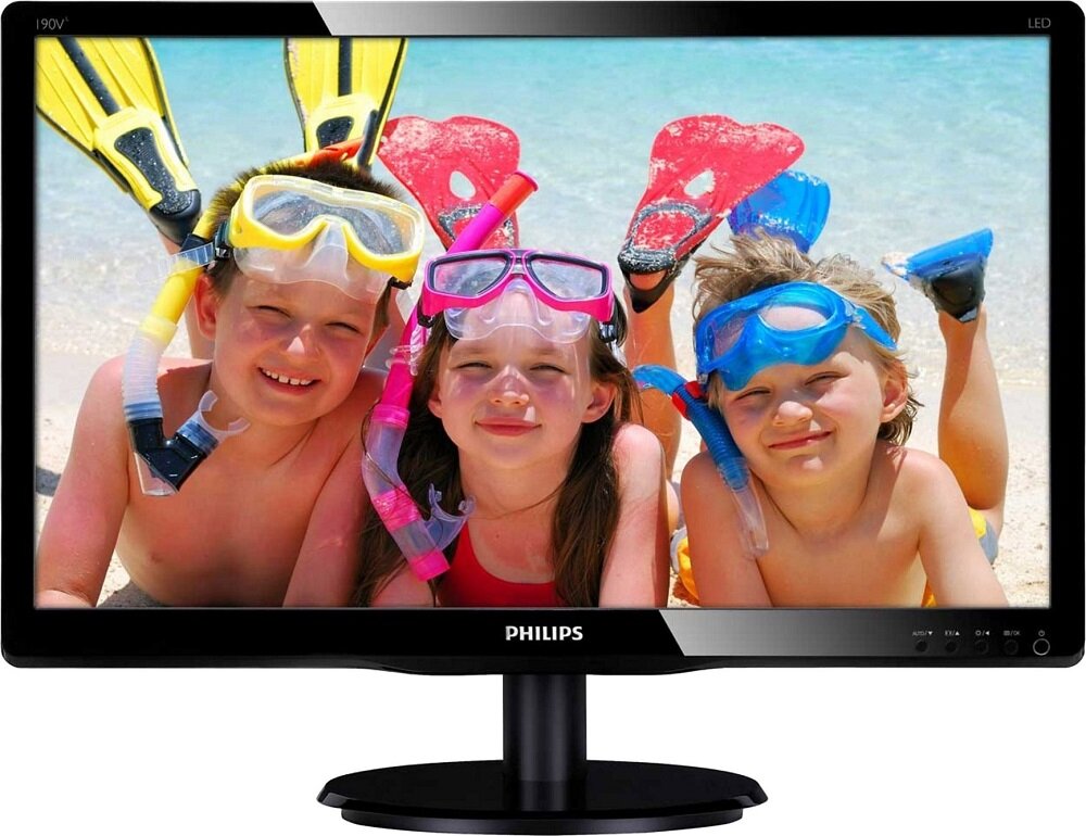 Монитор 18,5" Philips 193V5LSB2 1366x768 TN LED 16:9 5ms VGA 10M:1 90/65 200cd Black (193V5LSB2/62)