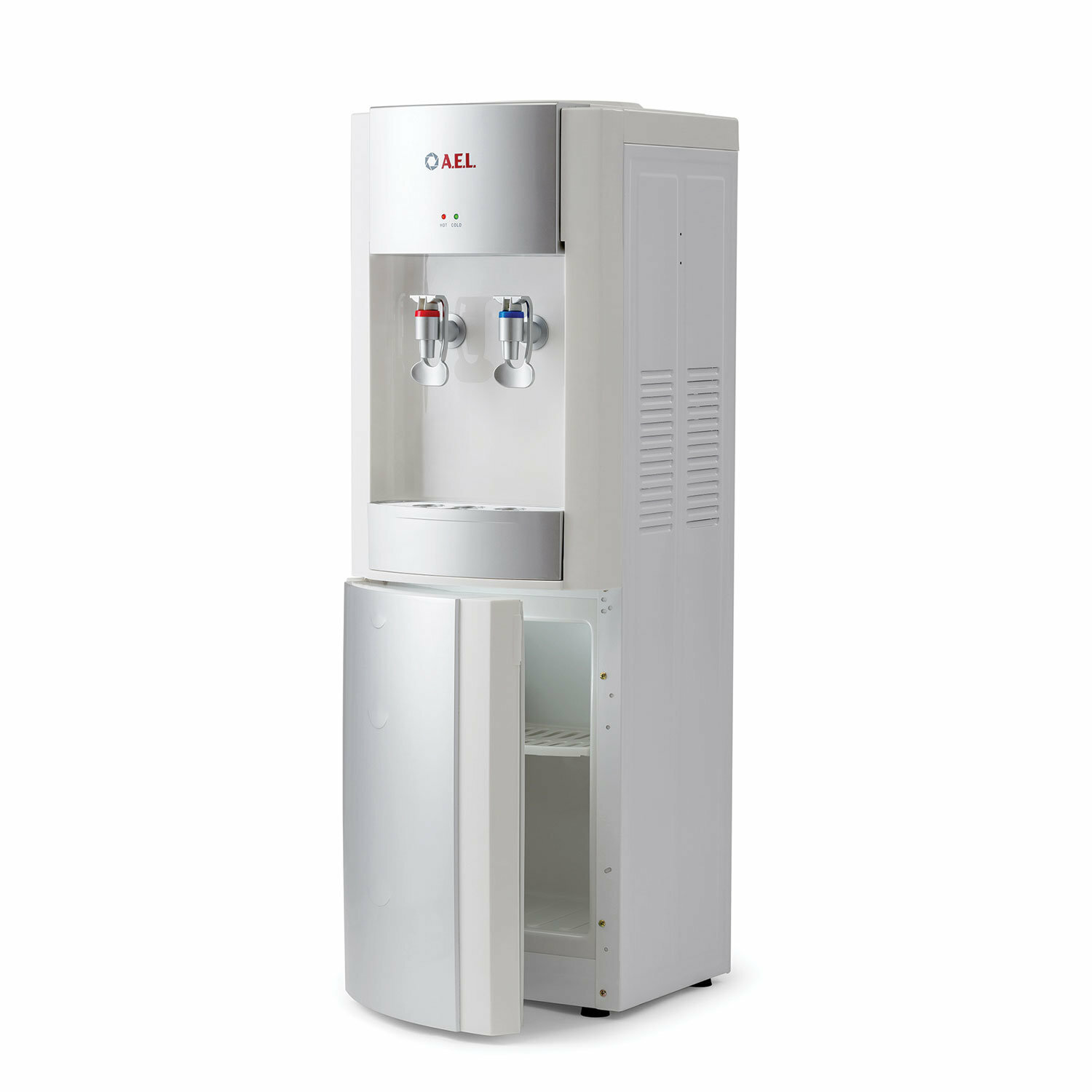 Кулер для воды LD-AEL-28c, напольный, нагрев/охлаждение электронное, шкафчик 10 л, 2 крана, белый/серебристый - фотография № 4