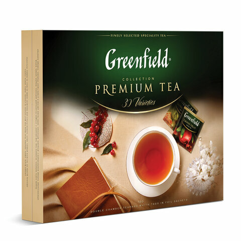 Чай GREENFIELD (Гринфилд), комплект 3 шт., набор 30 видов, 120 пакетиков в конвертах, 231.2 г, 1074-08 - фотография № 2