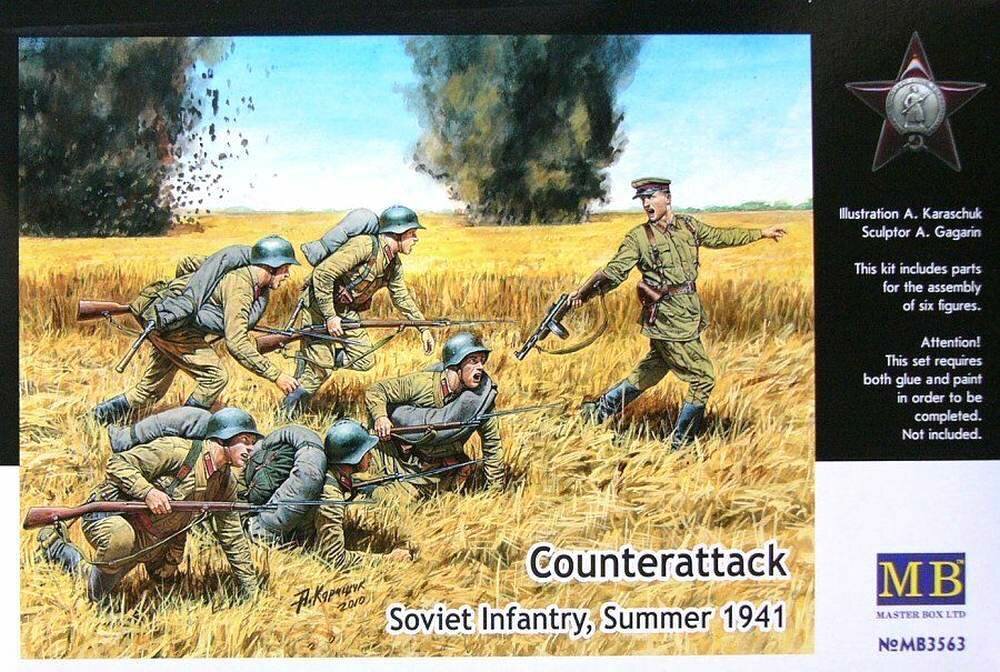 Master Box Сборная модель Атака, Советская пехота, 1941г., 1/35