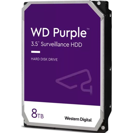 Жесткий диск 3.5" Western Digital WD Purple 8 ТБ, SATA III, 256 Mb, 5640 rpm CMR (WD85PURZ)