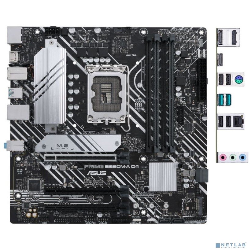 ASUS Материнская плата Asus PRIME B660M-A D4 LGA1700 micro-ATX 4xDDR4 2xPCIEx16 2xPCIEx1 3xM.2 HDMI DP GLAN