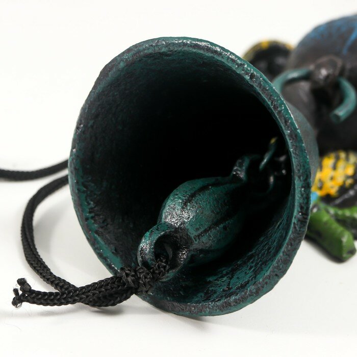 Колокол сувенирный чугун "Филин" цветной 18,5х9х11 см - фотография № 4