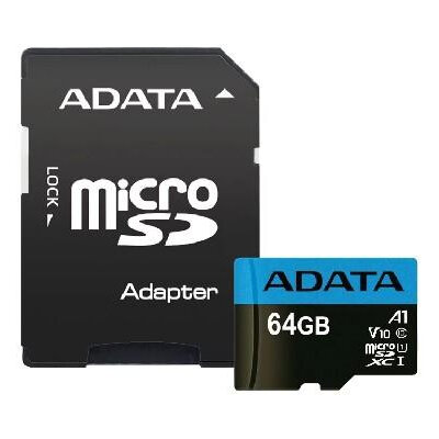Карта памяти ADATA MICRO SDXC 64GB CLASS10 W/A (AUSDX64GUICL10A1-RA1) .