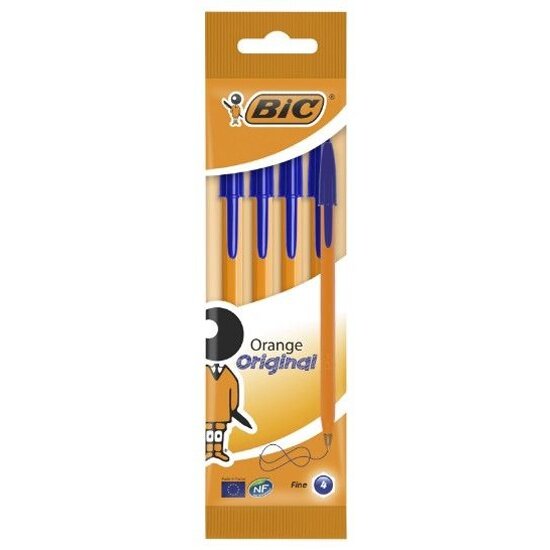 Набор шариковых ручек BIC ORANGE (8308521) 0.8мм корпус пластик оранжевый синие чернила пакет (4шт)