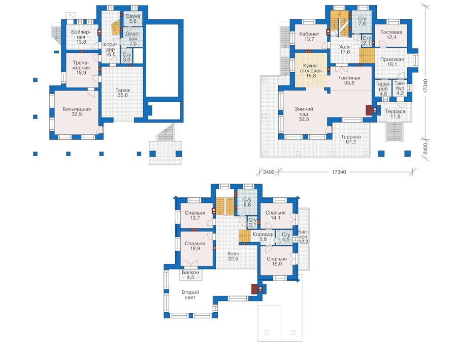 Проект дома Plans-39-05 (417 кв.м, поризованный кирпич, брус) - фотография № 2