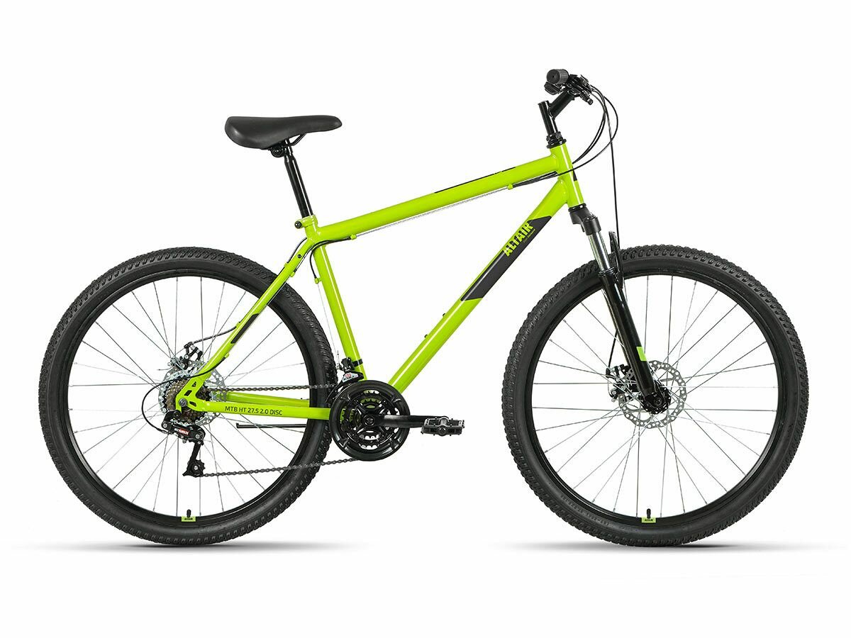 Велосипед Altair MTB HT 27.5 2.0 D (2022) (Велосипед ALTAIR MTB HT 27,5 2.0 D (27,5" 21 ск. рост. 19") 2022, зеленый/черный, RBK22AL27151)