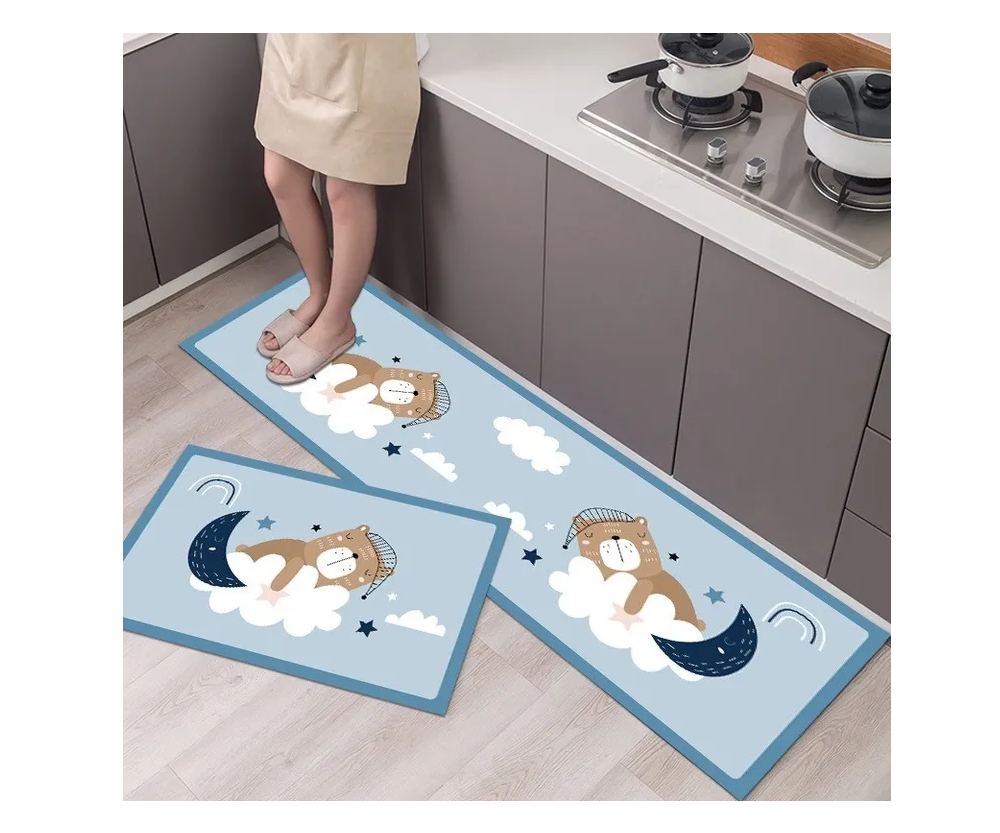 фото Комплект ковриков LettBrin в прихожую, на кухню, в спальню 2 шт. (Мишка на облаке)