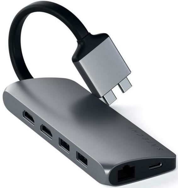 Адаптер USB Type-C Satechi ST-TCDMMAM 2 х USB 3.0 1 Ethernet HDMI USB Type-C microSD SD серый