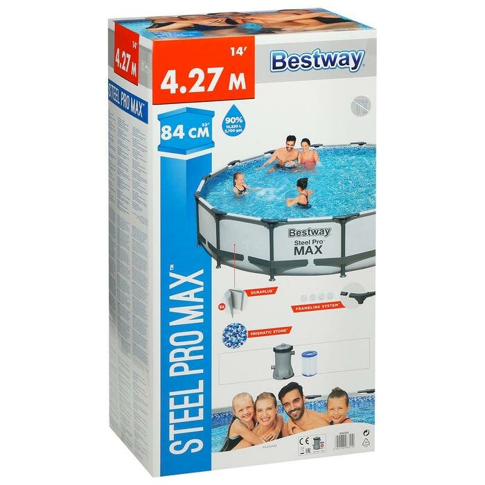 Bestway Бассейн каркасный Steel Pro MAX, 427 х 84 см, фильтр-насос, 56595 Bestway - фотография № 6