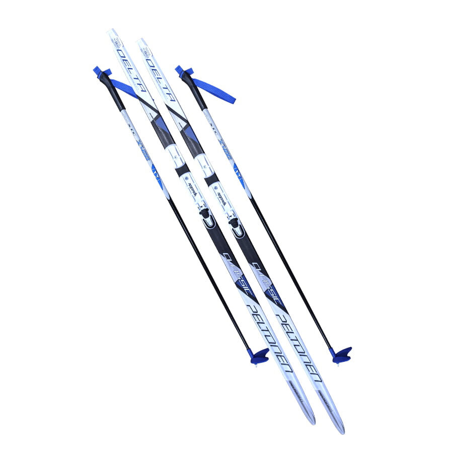 Лыжный комплект STC (лыжи, палки, крепления) NNN степ Step-in 180 см Peltonen Delta black/blue/white
