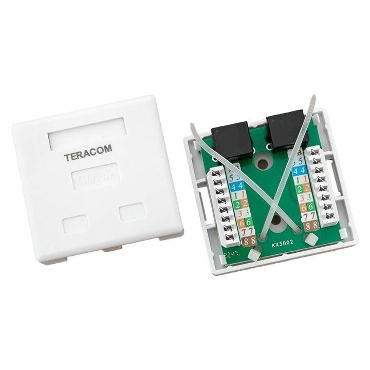 Розетка настенная TERACOM кат.5E неэкранированная 2 порта RJ-45 Dual IDC бел. EKF TRC-WBOX-2RJ45-5EUTP-WH - фотография № 7