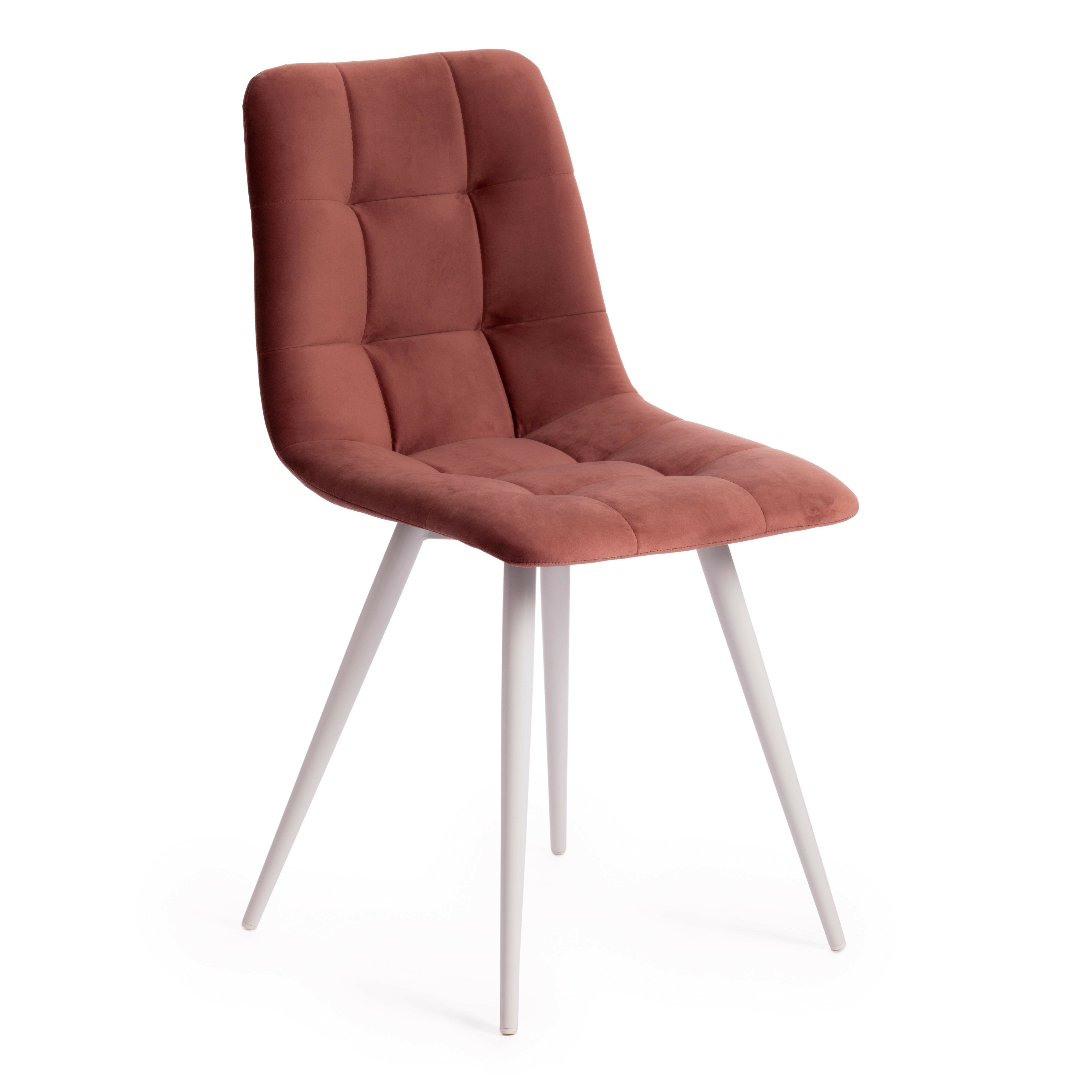 Стул TetChair CHILLY (mod. 7095-1) / 1 шт. в упаковке ткань/металл, коралловый barkhat 15 /белый