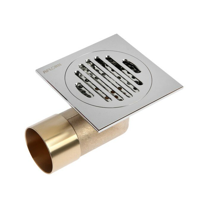 фото Трап AFLORN AF20510-10, d=50 мм, вертикальный, 100х100 мм, латунь, хром