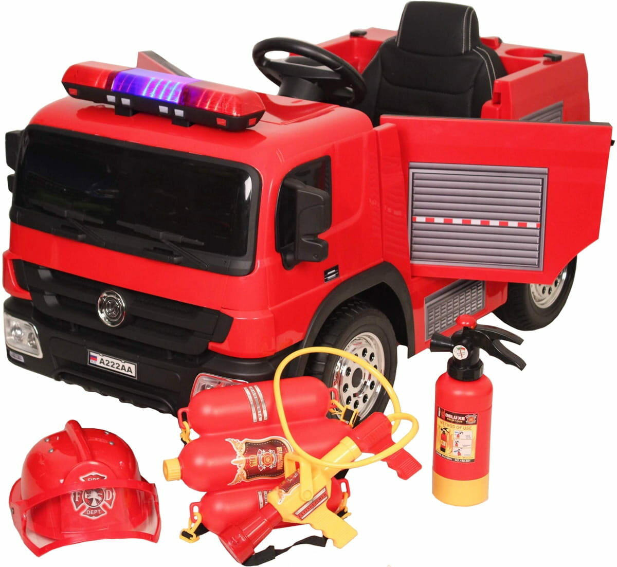 Электромобиль RiverToys Пожарная машина A222AA с набором пожарника