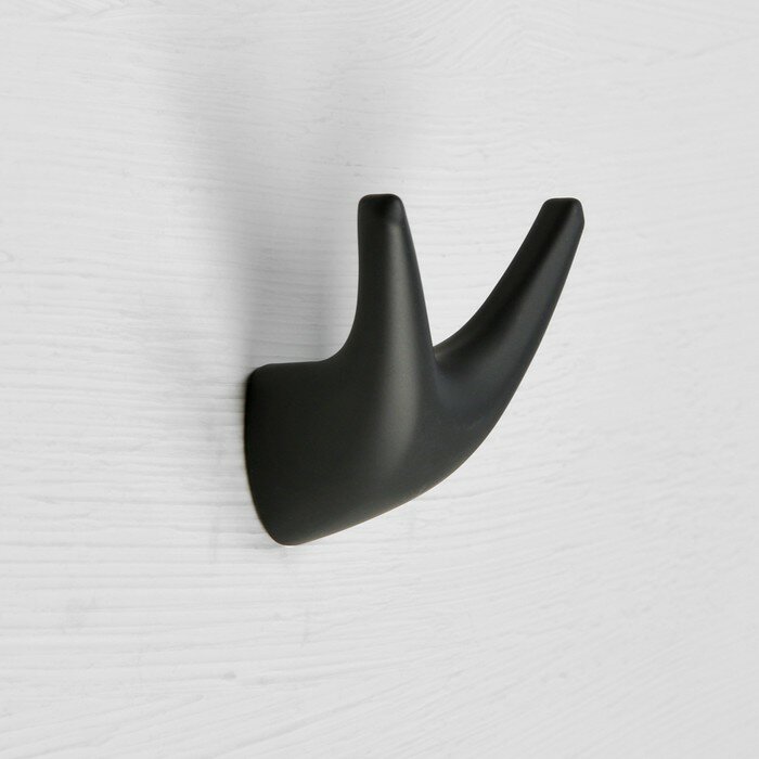 CAPPIO Крючок мебельный CAPPIO, двухрожковый, цвет черный - фотография № 1