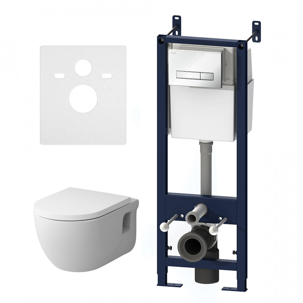 Am.Pm Инсталляция с безободковым унитазом Like IS30201.801701 сиденье микролифт, клавиша белая